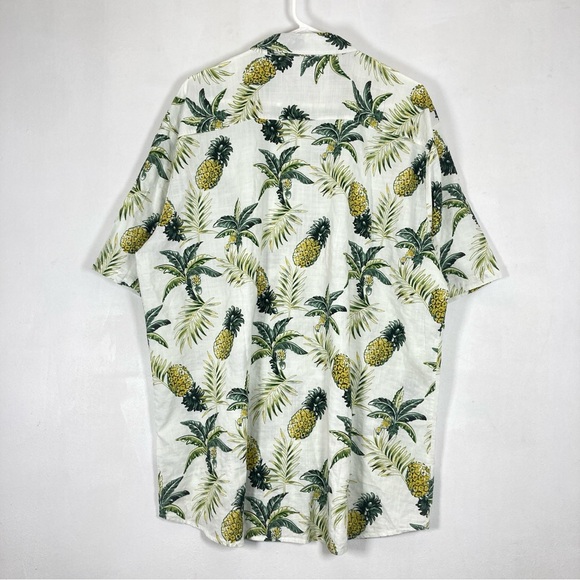 JOGAL Shirt Mens XXL Short Sleeve Button Up Pineapple Tropical Green Palm - Picture 2 of 15